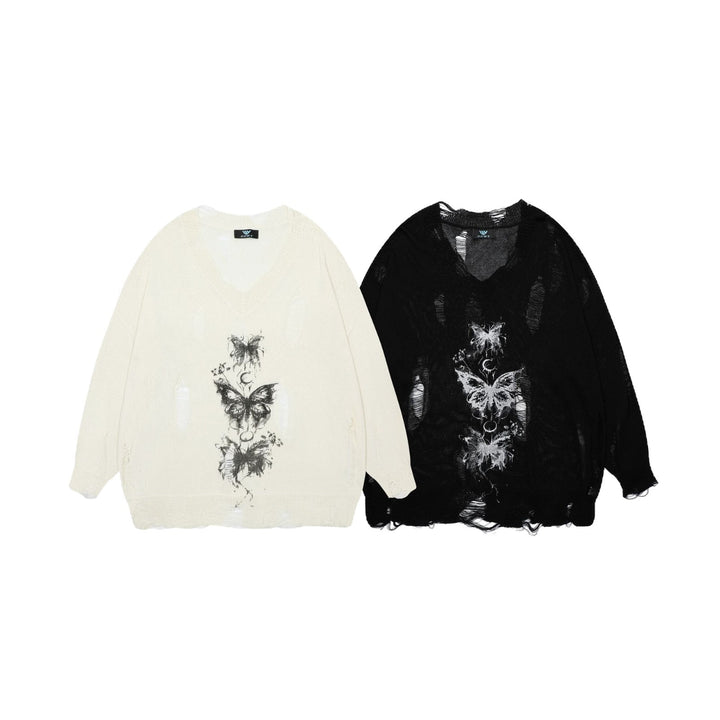 Oversized sweater for women with graphic print and faded details Lune London