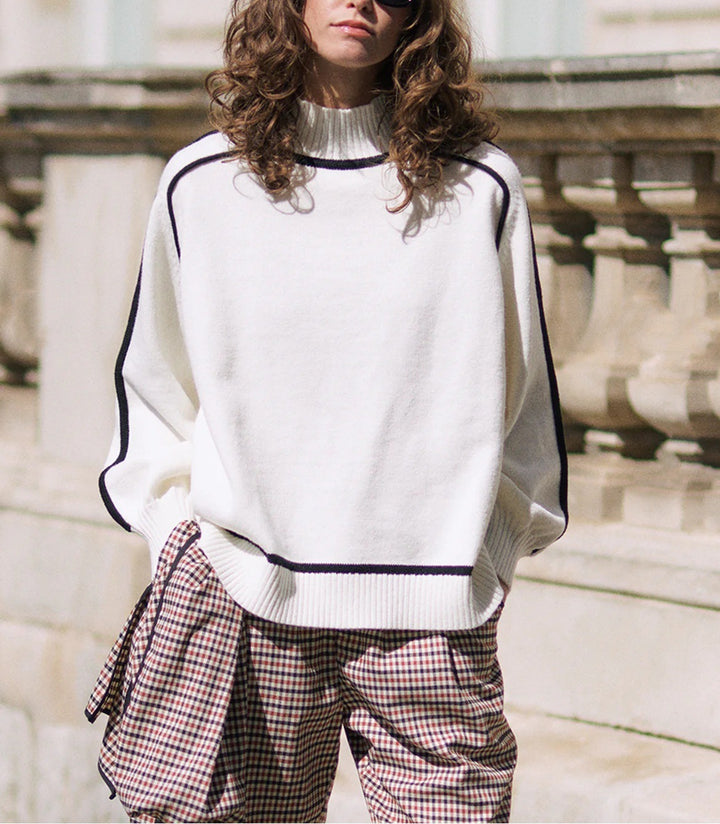 Women’s sweater with high collar and textured structure Lune London