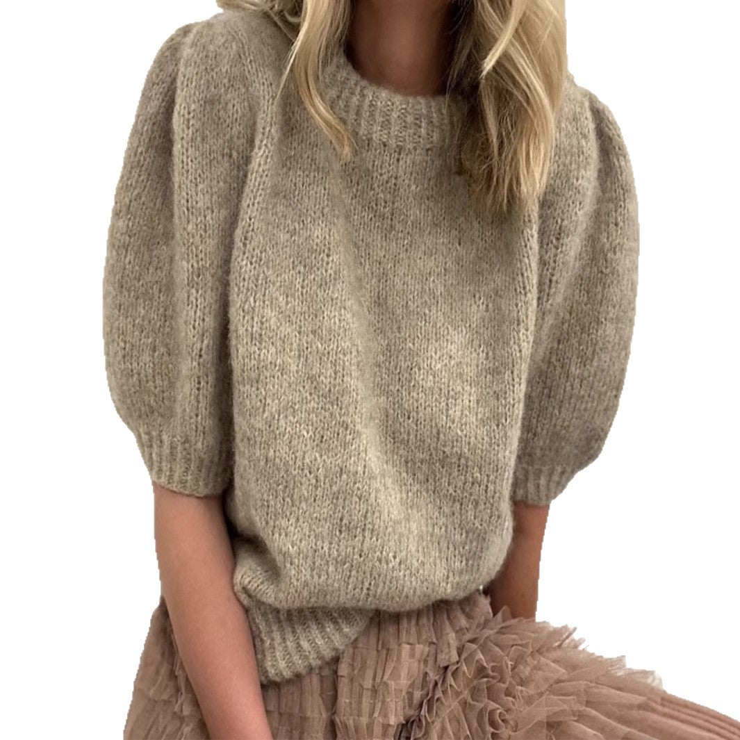 Soft knit pullover with puff sleeves for women Lune London