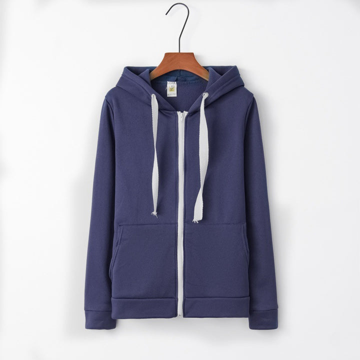 Ladies Hooded Sports Jacket with Practical Pockets and Zipper Lune London
