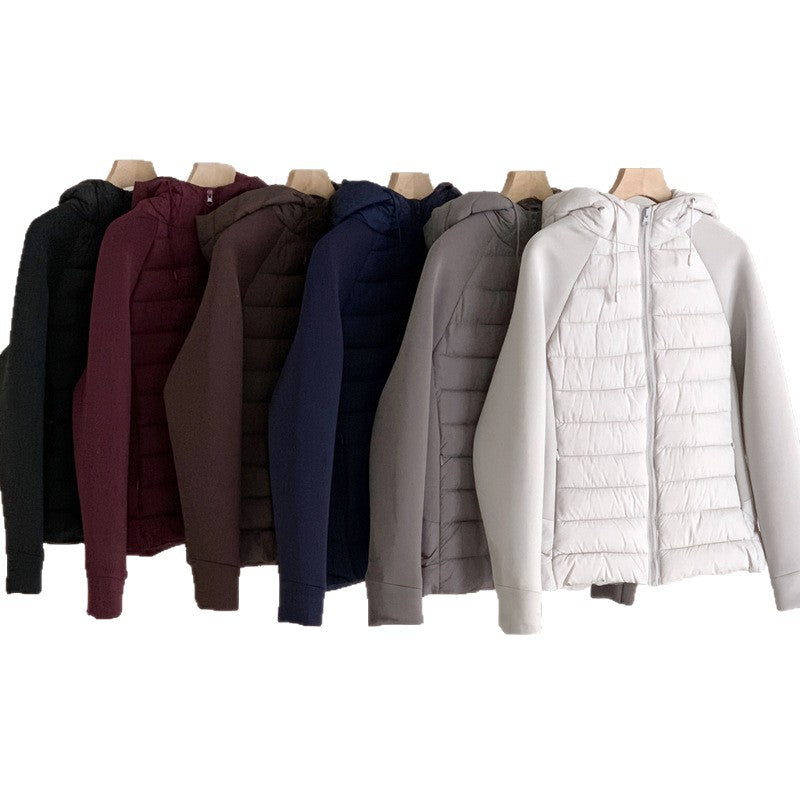 Ladies innovative hybrid jacket with high collar and detachable hood Lune London