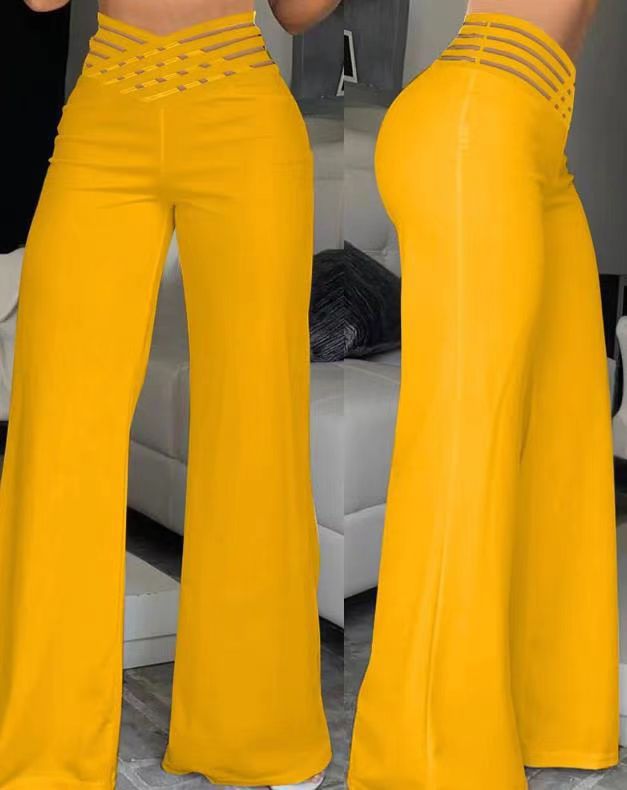 Wide leg pants for women with a trendy grid design Lune London