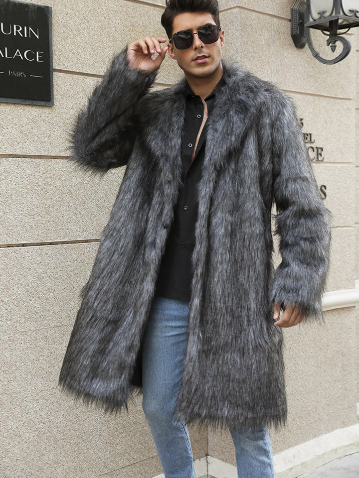 Luxury faux fur coat for men with a large collar Lune London