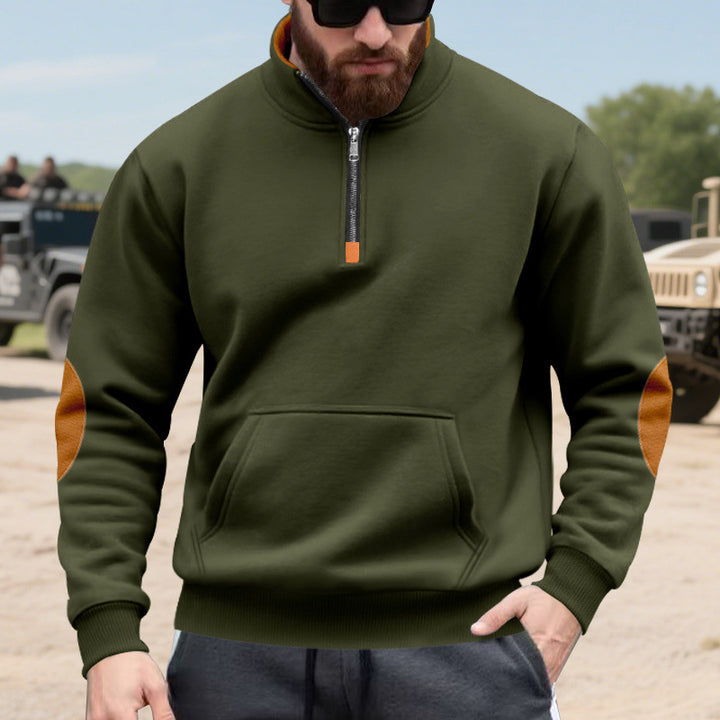 sporty pull for men with half-zip and practical kangaroo pocket Lune London