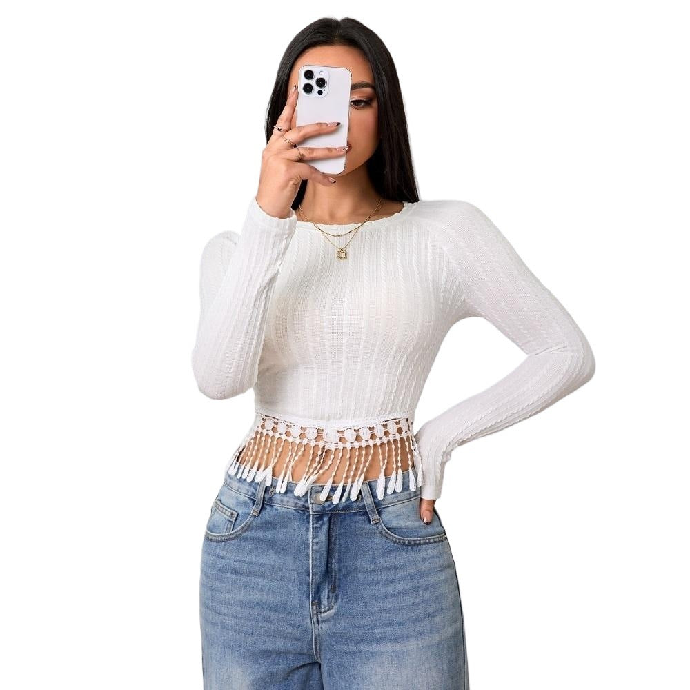 Short long sleeve shirt for women with special fringe details Chic & Stil