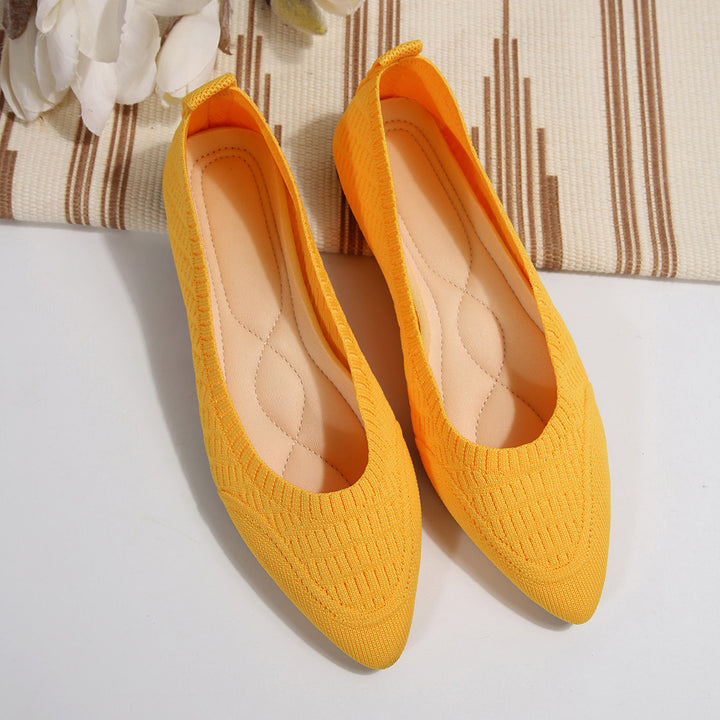 Women pointed toe ballet flats in structured knit Lune London