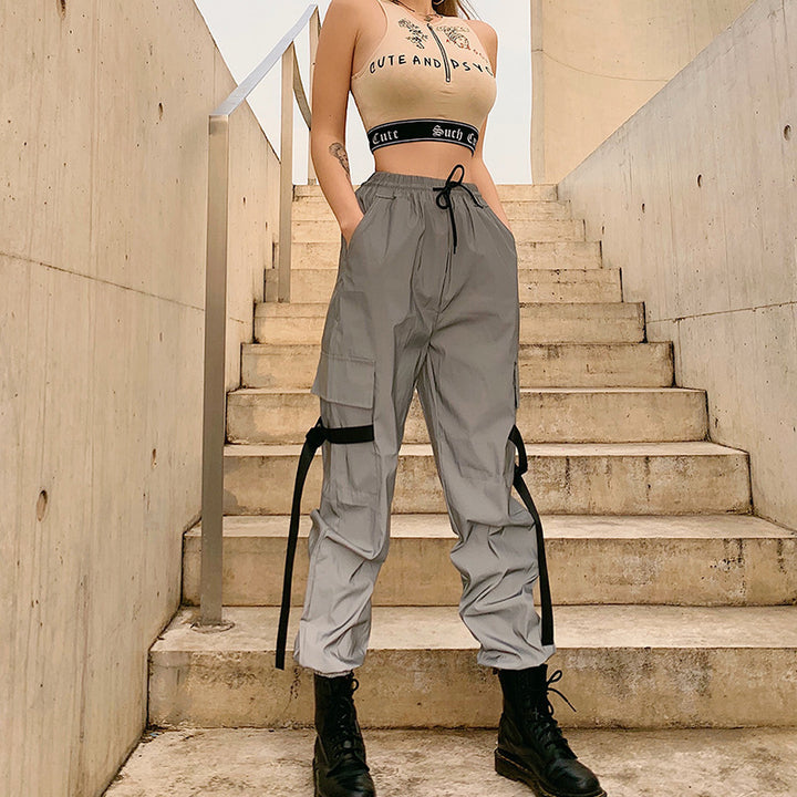 Women's cargo pants with utility pockets and adjustable waistband Lune London