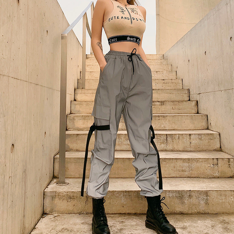 Women's cargo pants with utility pockets and adjustable waist Lune London