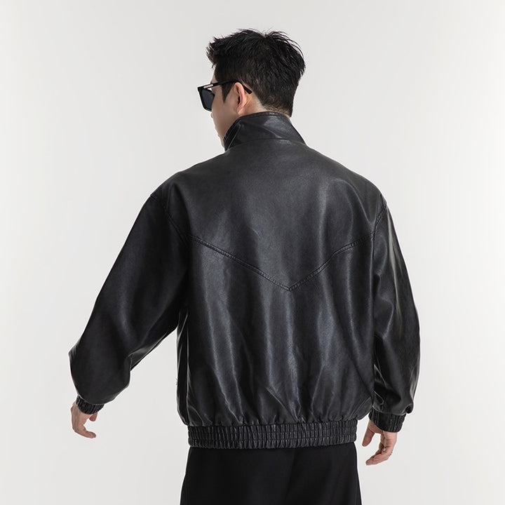 Men's faux leather jacket with a casual look featuring practical flap pockets Lune London