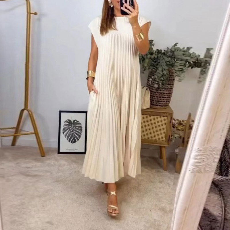 Robe maxi femme avec encolure boutonnée et fente latérale Chic & Stil
