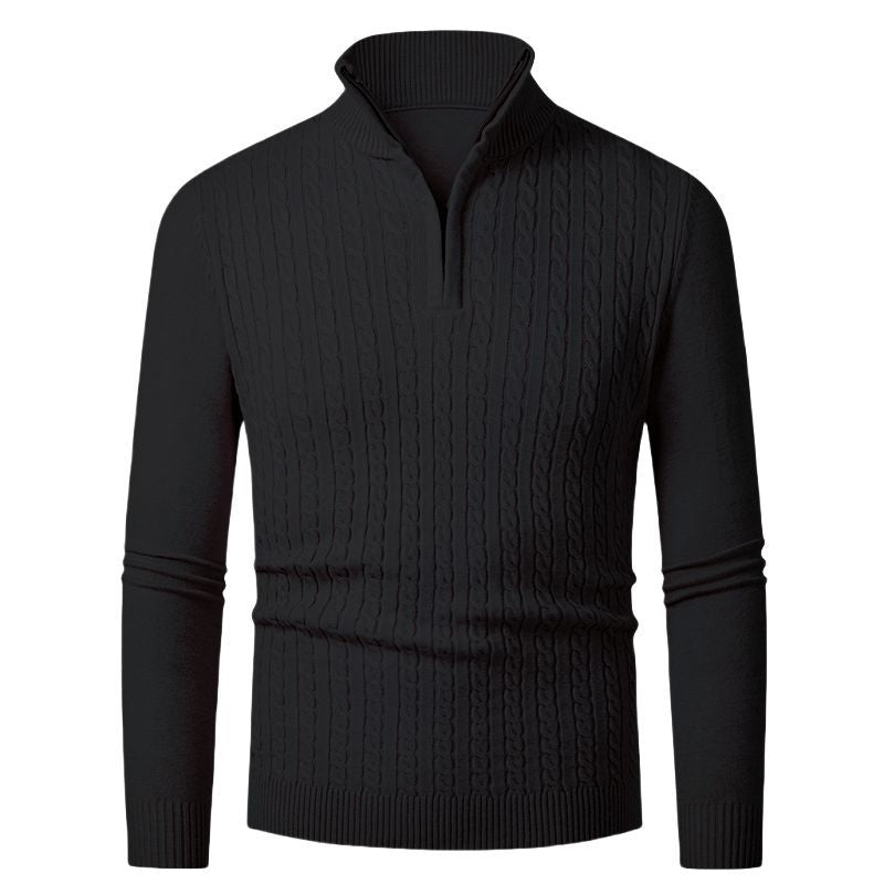 Women's knitted sweater with trendy cable knit pattern and turtleneck Lune London