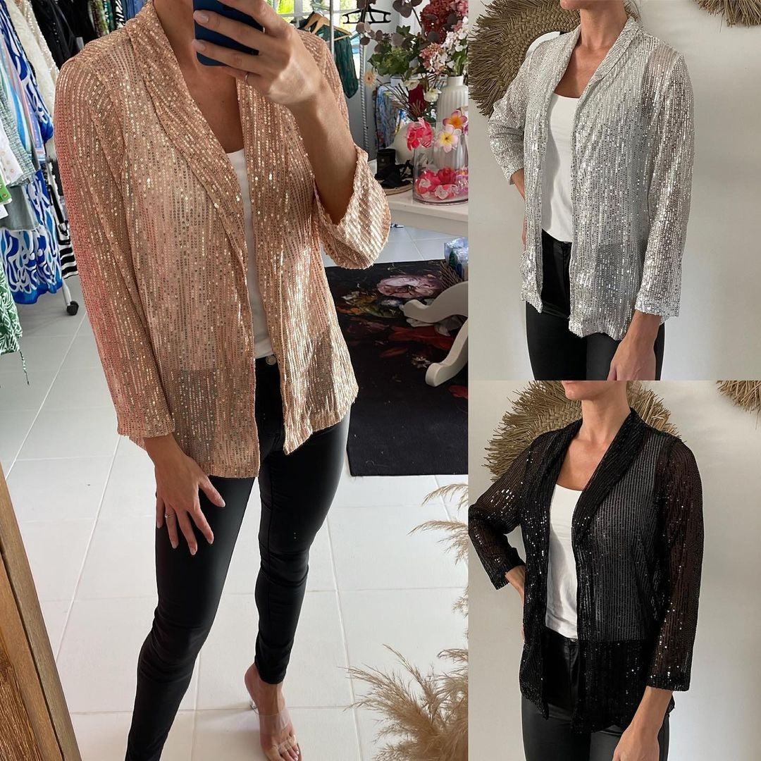 Ladies Shiny and elegant knitted cardigan with sequins Lune London