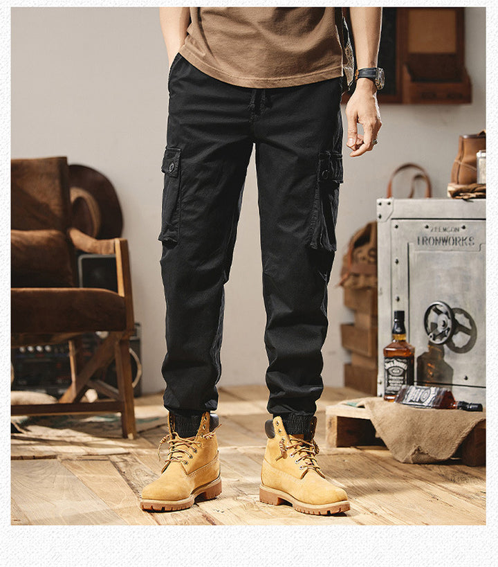 Men's cargo pants with elastic waistband and multiple practical pockets Lune London