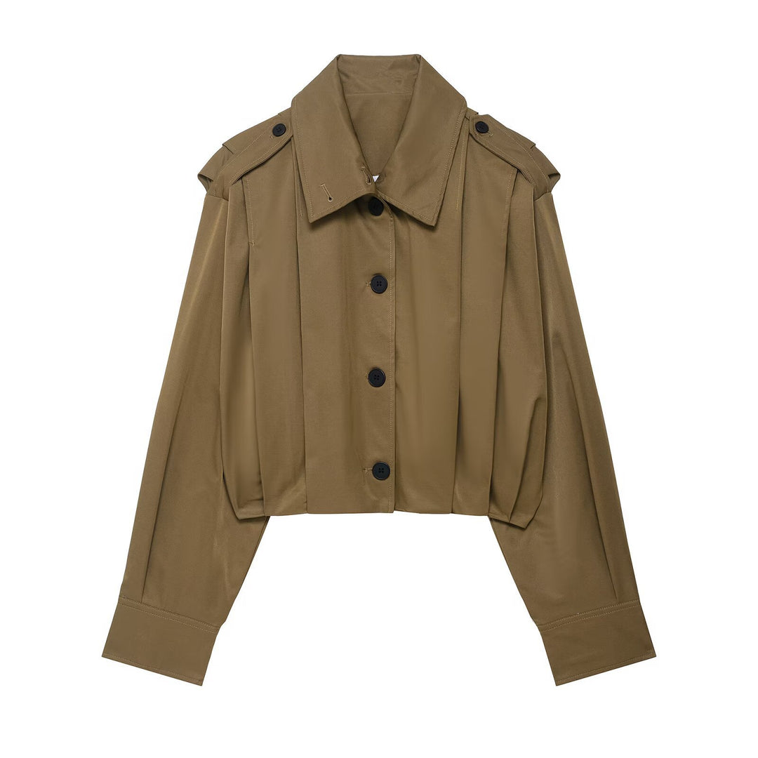 Short blouse jacket for women with an elegant cut and chic button details