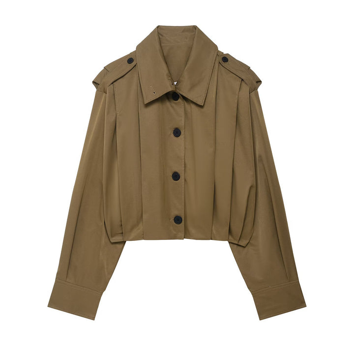 Short blouse jacket for women with an elegant cut and chic button details
