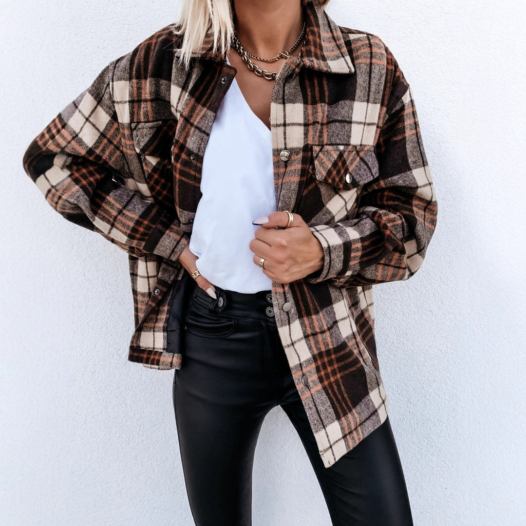 Checked shacket for women in plush fabric Lune London