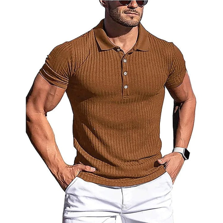 Men's Chic and Stylish Ribbed Structured Casual Polo