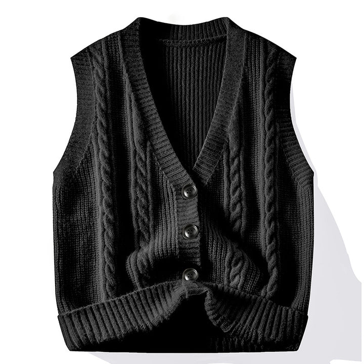 Knitted cardigan for women with button placket and flared arm openings Lune London