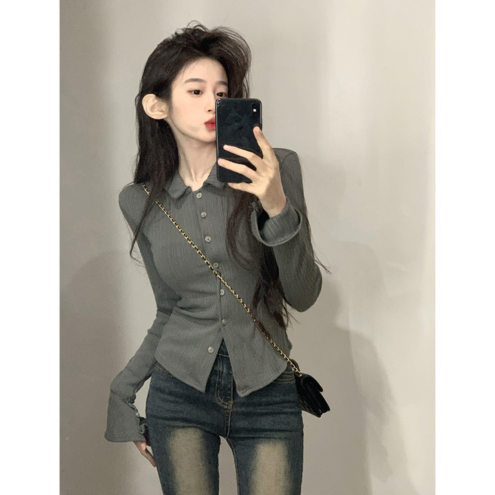 Women's long-sleeve shirt with fashionable flounce sleeves Chic & Stil