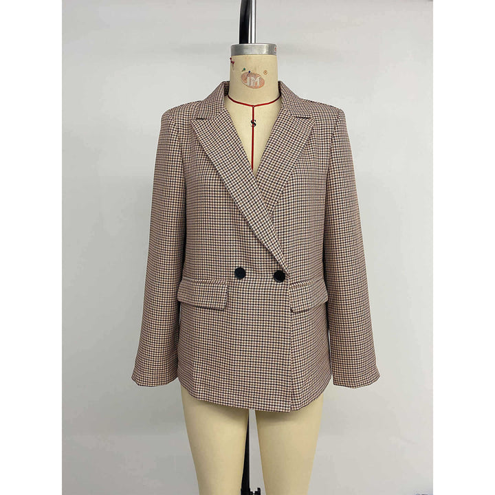 Oversized checked blazer jacket for women with double-breasted buttons Lune London