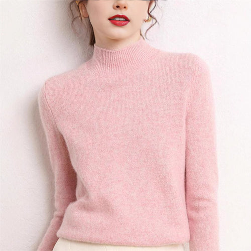 Pull en cachemire pour femmes avec col montant et manches étroites Chic & Stil