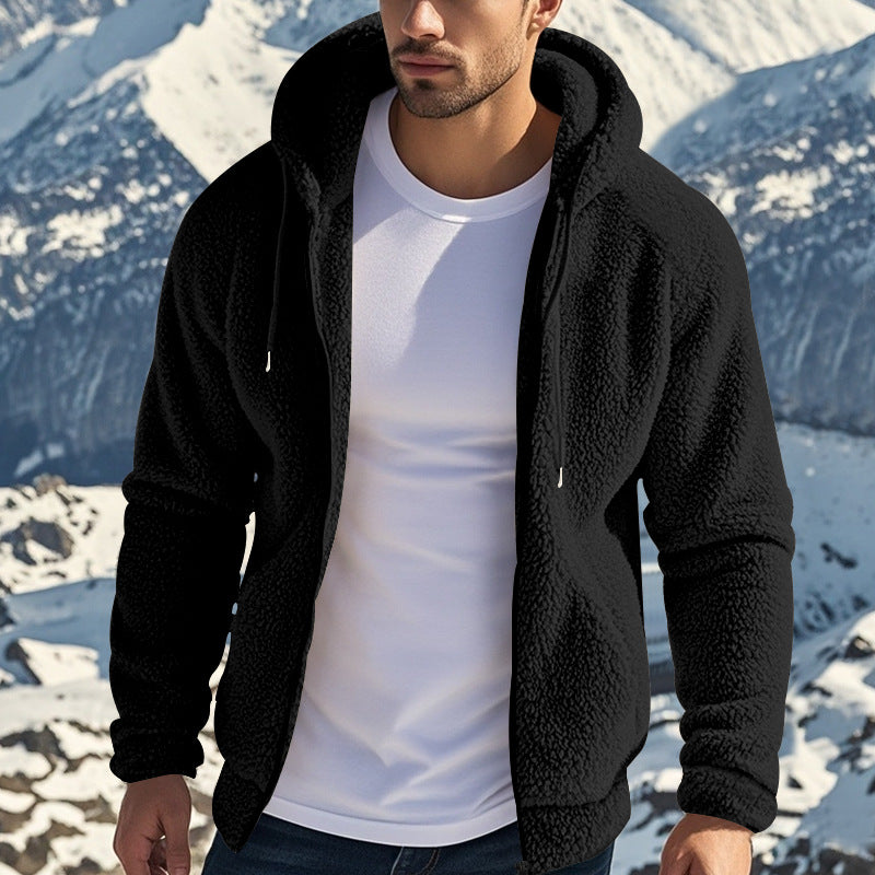 Men's fleece hoodie with zipper and kangaroo pocket Lune London