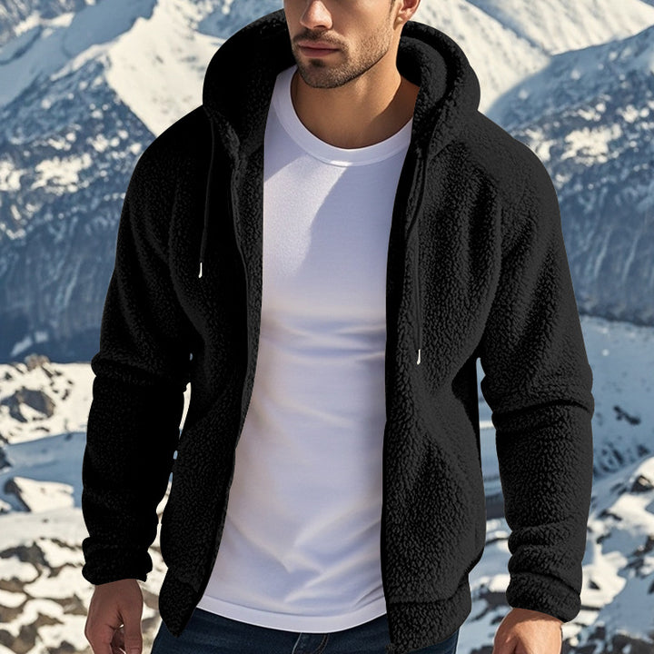 Men's fleece hoodie with zipper and kangaroo pocket Lune London