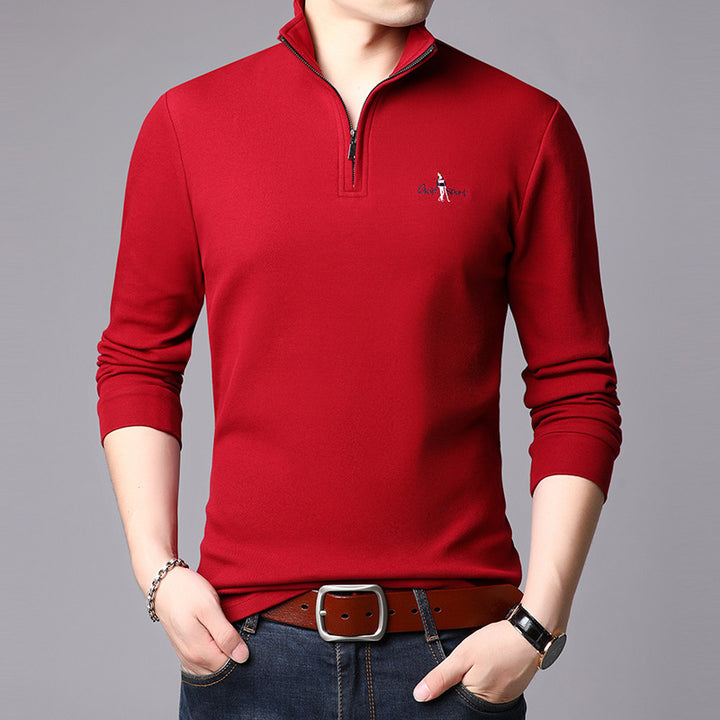 Men's high collar pullover with modern zipper and fine texture Lune London