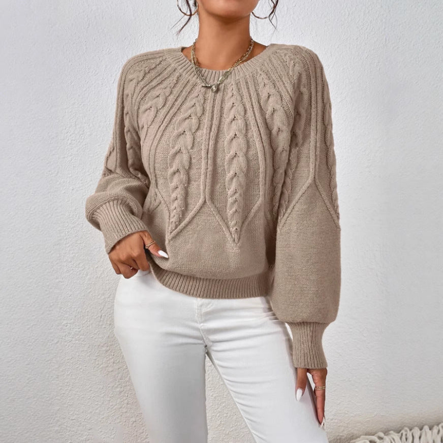 Knit sweater for women with cable pattern and wide sleeves Lune London