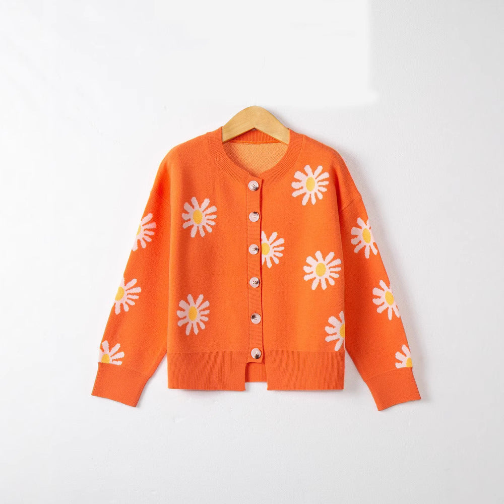 Knitted floral pattern jacket for women with short sleeves Lune London
