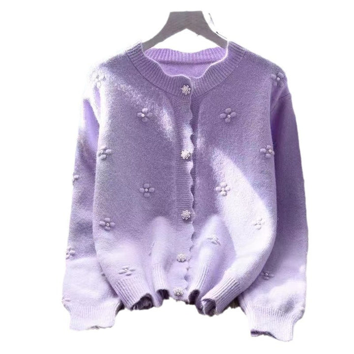 Cardigan féminin confortable avec des appliqués floraux Chic & Stil