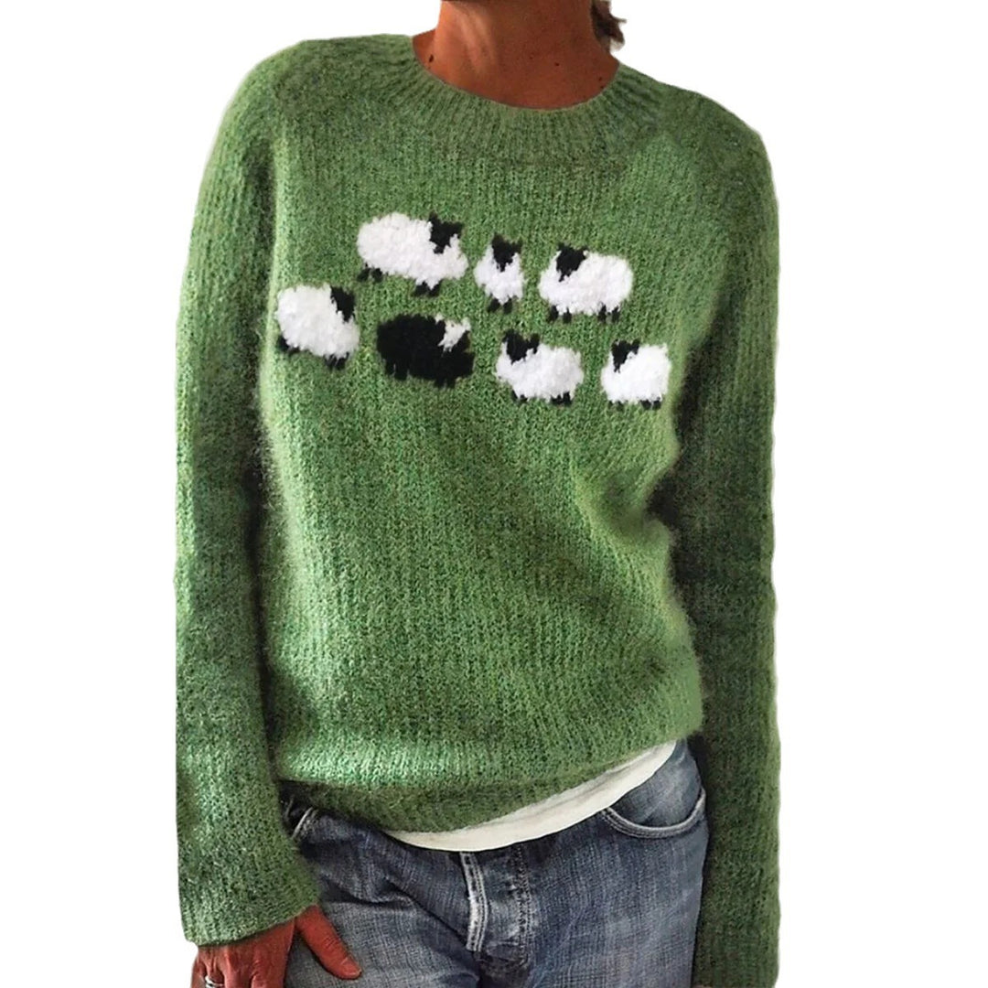Pull pour femmes avec un design de mouton ludique et un matériau doux Chic & Stil