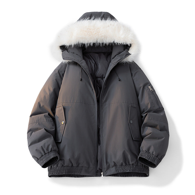 Ladies warm winter jacket with removable hood and luxurious synthetic fur Lune London