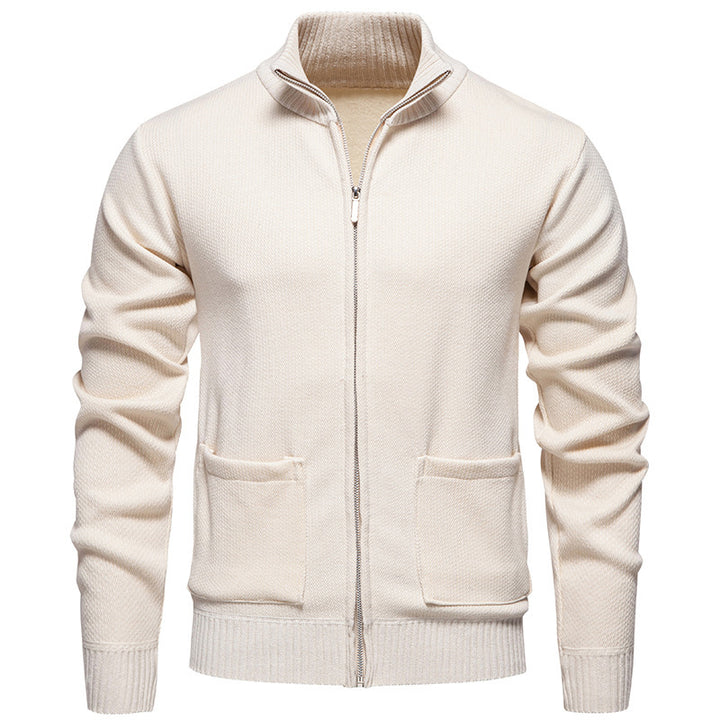 Casual knit jacket for men with high collar and practical pockets Lune London