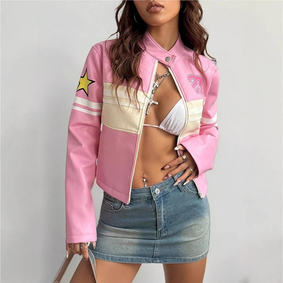 Ladies Short Sporty Jacket with Detailed Appliqués Lune London