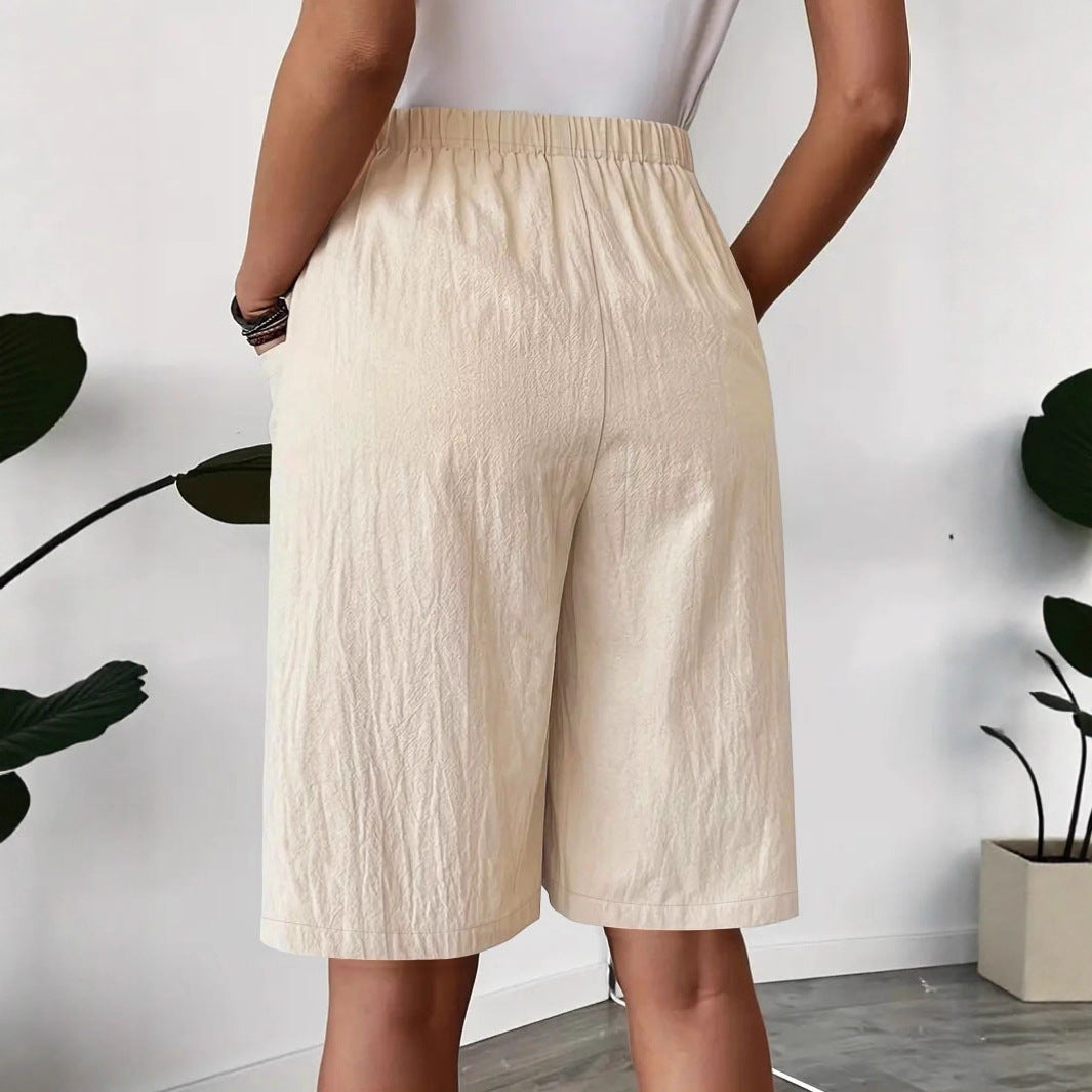 Mid-length wrap skirt for women with elastic waist and practical pockets Chic und Stil