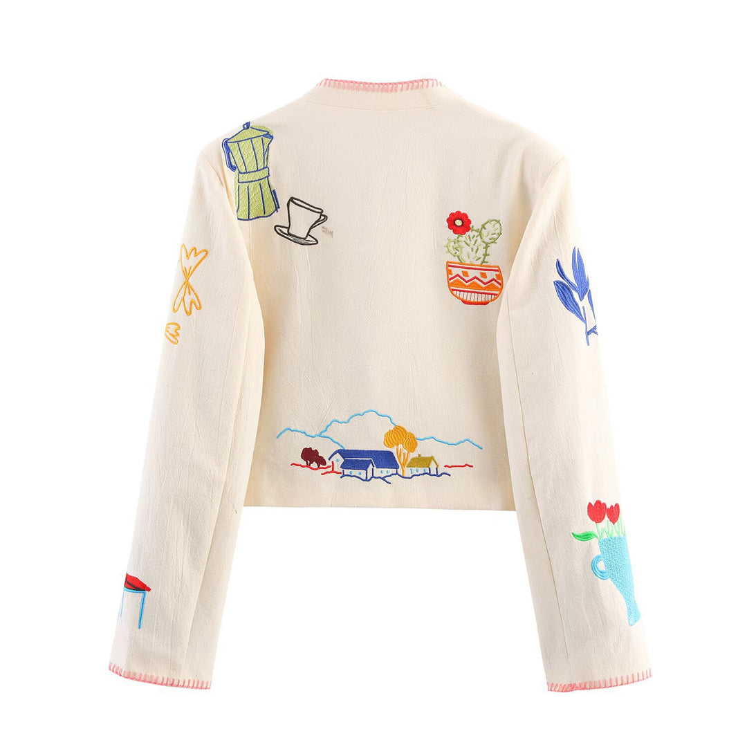 Women embroidered bomber with colorful patterns Lune London