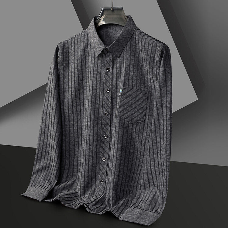 Elegant slim-fit long-sleeve shirt for men with structured design Lune London