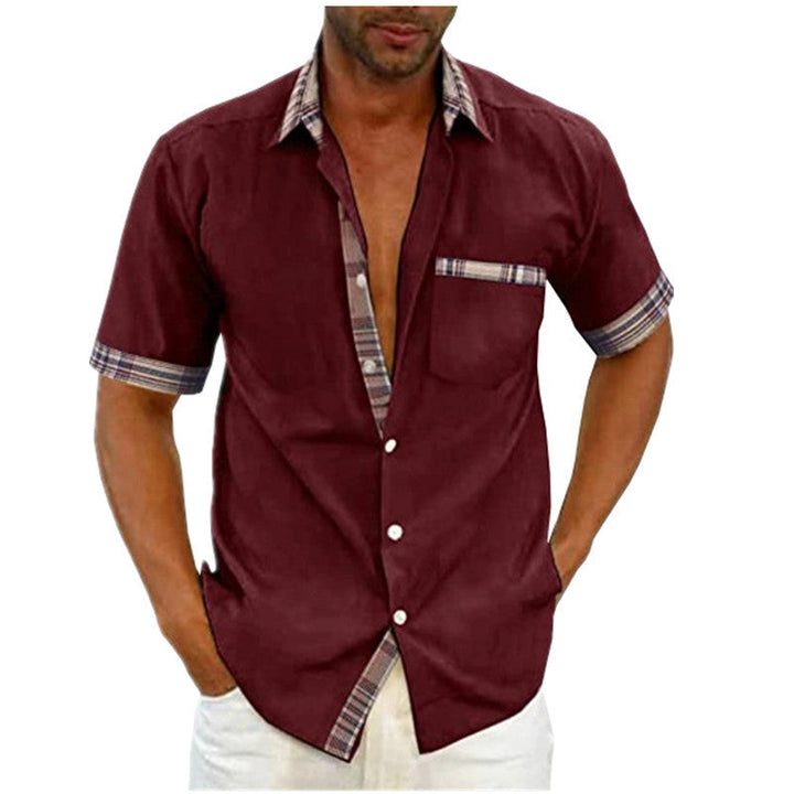 Men's Casual Short Sleeve Button-Up Shirt with Checked Accent Lune London