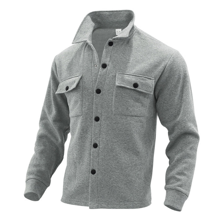 Robust flannel jacket for men with practical chest pockets and modern high collar Lune London