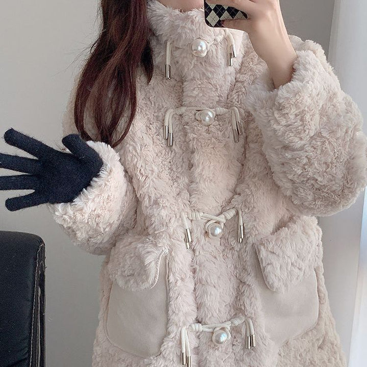 Veste de transition en peluche pour femmes avec des boutons décoratifs Chic & Stil