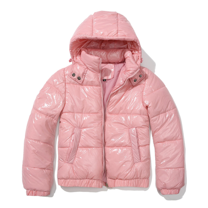Shiny quilted jacket for women with removable hood Lune London