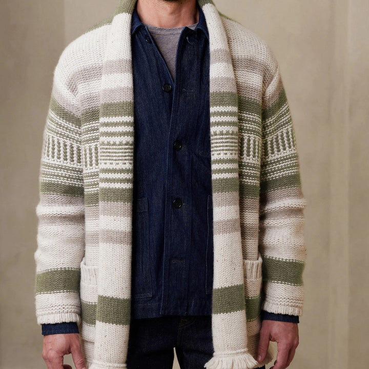 Men's knit jacket with modern pattern and practical pockets Lune London