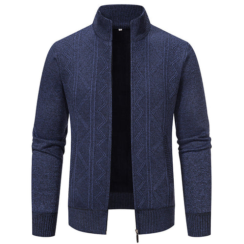 Elegant knitted jacket for men with textured pattern and high collar Lune London