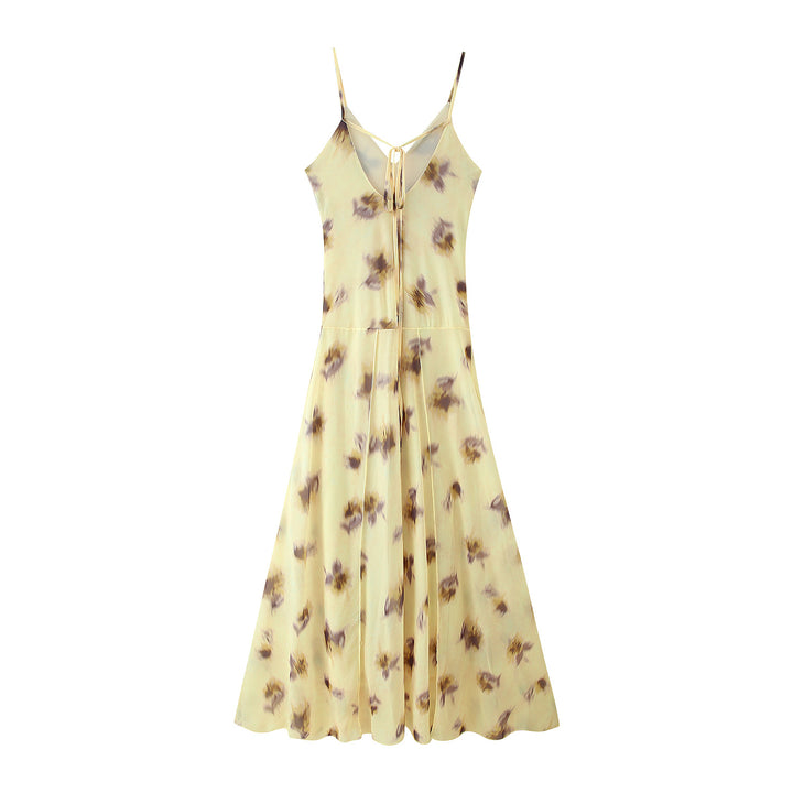 Maxi dress for women with floral pattern and light chiffon Lune London