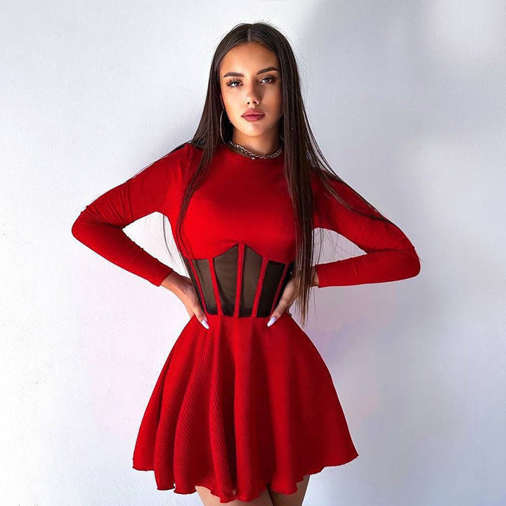 Ladies High-Quality Elegant Mini Dress with Transparent Inserts Lune London