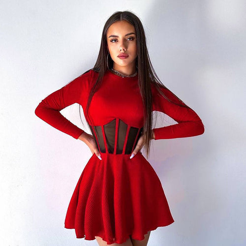 Ladies High-Quality Elegant Mini Dress with Transparent Inserts Lune London