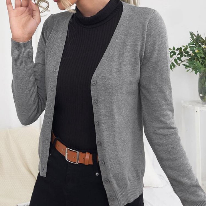 Ladies Elegant knit cardigan with fine material and Lune London button details