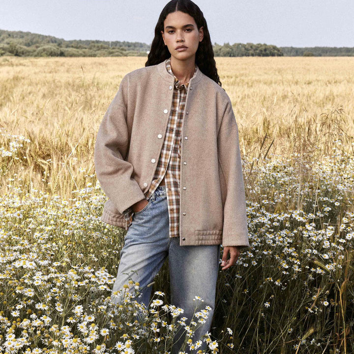 Oversized wool button jacket for women with a casual fit Lune London