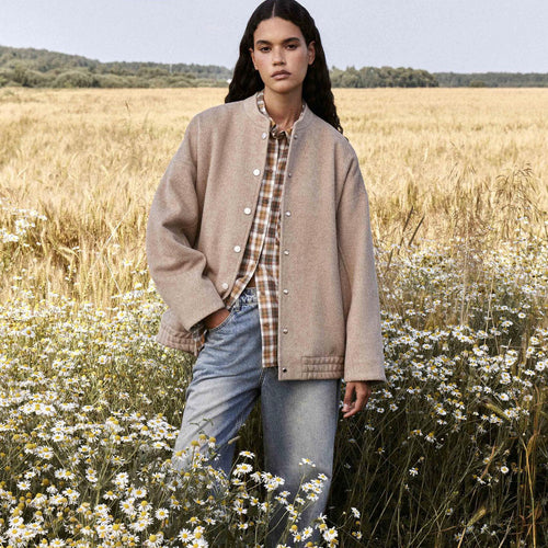 Oversized wool button jacket for women with a casual fit Lune London